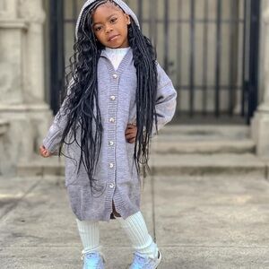 2pack tan & Gray long Button-Up Cardigan for Kids